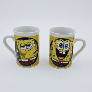Lot of 2 SpongeBob Squarepants Coffee Cup Mugs 2014 Viacom 12 oz Frankford